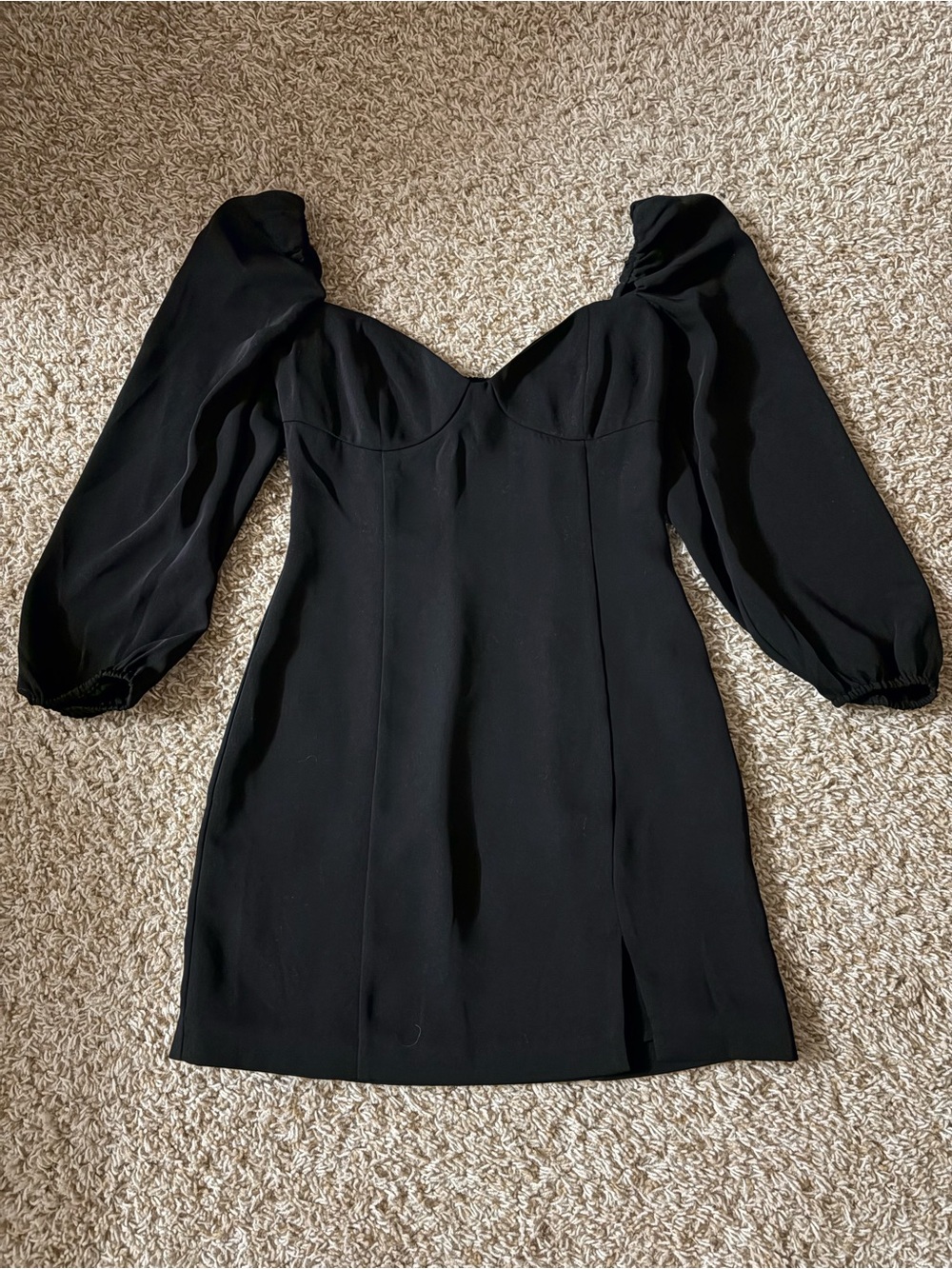 Wilfred Black Puff-Sleeve Mini Dress